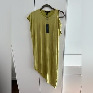BCBG Max Azria Chartreuse Asymmetrical Hem Dress, S NWT
